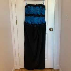 Jovani Deep Blue and Black Dress (Size 12)